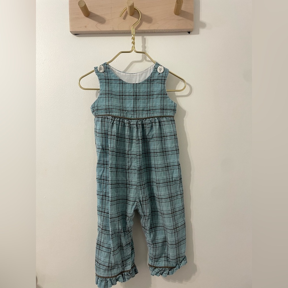 Vintage Plaid Jumpsuit in Blue
